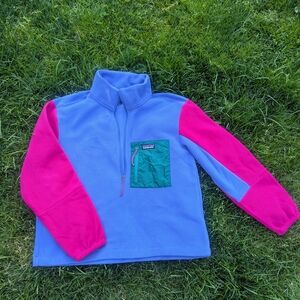 Patagonia Blue and Pink Fleece Hoodie